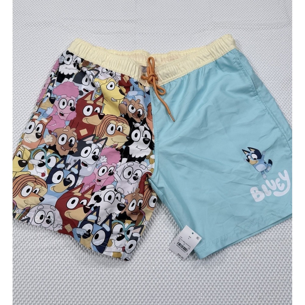 Bluey Character Print Swim Trunks Board Shorts  Large Licensed NWT